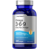 Triple Omega 3 6 Y 9 Ultra Concentrado 3600 Mg Con 240 Caps