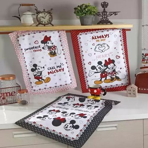 Kit Com 3 Panos De Prato Felpudo Minnie E Mickey - Döhler