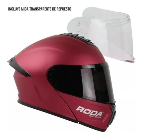 Casco Roda Abatible C/mica Repuesto Pilot Rojo Metal Xl V069