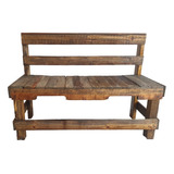 Banca Con Respaldo Rustica De Madera Pallet Dark Rustic Mex