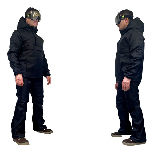 Campera Hombre Ski Snowboard  Nieve Anorak Negra - Jeans710