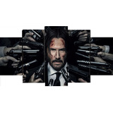 Cuadro 5 Piezas John Wick Keanu Reeves Accion Text 150x80cm 