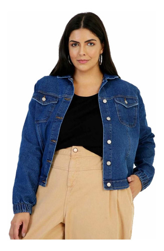 Jaqueta Jeans Feminina Cropped Plus Size Cambos 