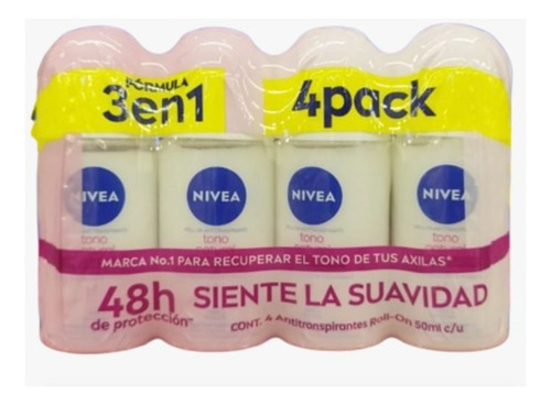 Desodorante Roll On (4pz 50 Ml C/u) Nivea