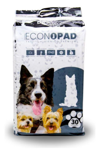 Tapete Higiênico Para Cães Econopad Carvão Bambu 90x60cm 30u