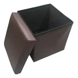 Puff Asiento Organizador Plegable Marron Tapa / Eco Cuero Color Marrón Oscuro