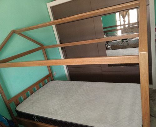 Hermosa Cama Sencilla Tipo Casita En Madera Pino 