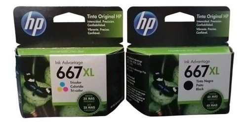 Kit De Cartucho De Tinta Hp 667xl Negro Y Color Original