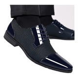 Zapatos De Cuero Brillante De Negocios Con Punta Hombre