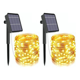 Tira Led Decorativa Luces Led Navideñas Solar Exterior 20 M