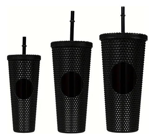 Elegante Vaso Trio 3vasos Tachonado Diamante Tipo Starbucks 