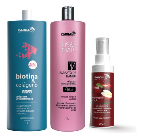 Kit 2 Progressiva Paiolla Biotina E Bambu Ativo Passo2 Litro