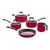 Set X5 Piezas De Cocina De Pro-flon Antiadherentes Full Color Rojo