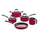 Conjunto De Peças De Cozinha Vermelhas Antiaderentes X5 Pro-flon