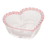 Bowl De Cristal Coração Com Borda Rosa Detalhada Cor Transparente