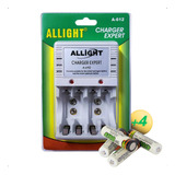 Kit 4 Pilhas Recarregáveis Aa/aaa + Carregador Rápido Bivolt