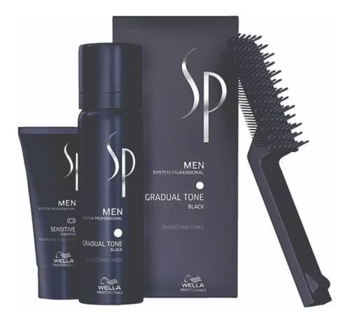 Sp Men Gradual Tone Kit Wella Tonalizante_preto Masc.