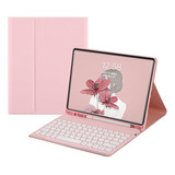 Funda Con Teclado Henghui  Para Galaxy Tab S8  Rosa