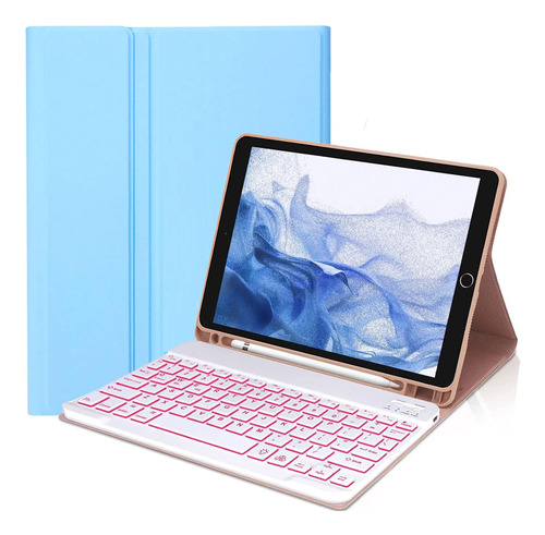 Funda Con Teclado Suyooulin Para Galaxy Tab S8 Plus Azul