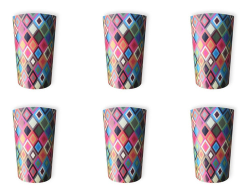 Set 6 Vasos 12 Cm Tramados Colores Melamina Ideal Fiestas