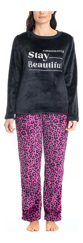 Pijama 2 Piezas Micropolar Estampado Dama Mujer Animal Print