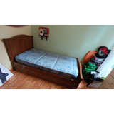 Cama Plaza Y Media De Madera Maciza Con Carro Y Colchones