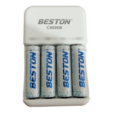 Cargador Baterias  Recargables+ 4 Pilas Aa 1500mah Beston