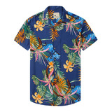 Camisa Hawaiana Fina Con Estampado De Solapa Casual