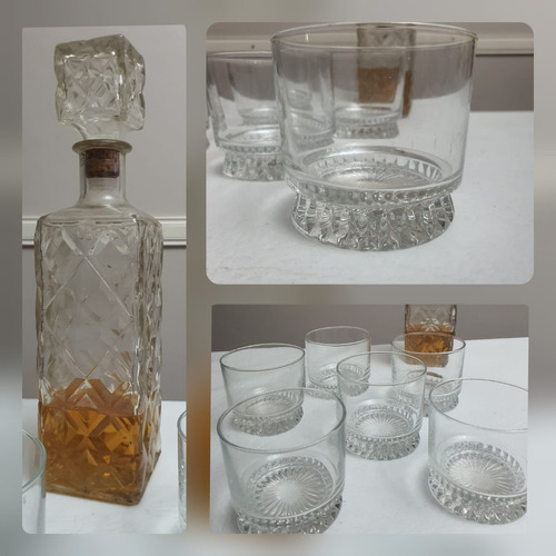 Vasos De Whisky Por 6 + Botella De Vidrio