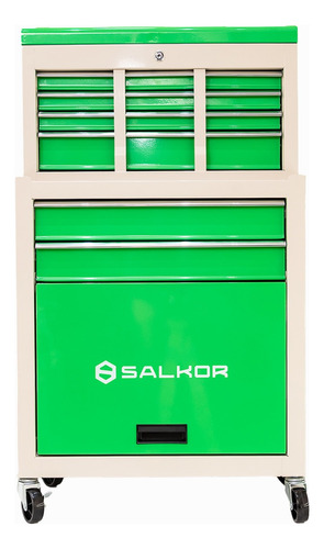 Carro Gabinete Porta Herramienta 2 En 1 8 Cajones Salkor Color Verde