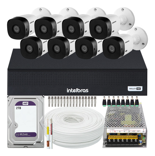 Kit Cftv 8 Cameras 1080p Dvr Intelbras 3008c 2tb Wd Purple