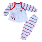 Pijama Infantil São Paulo Longo Feminino Oficial