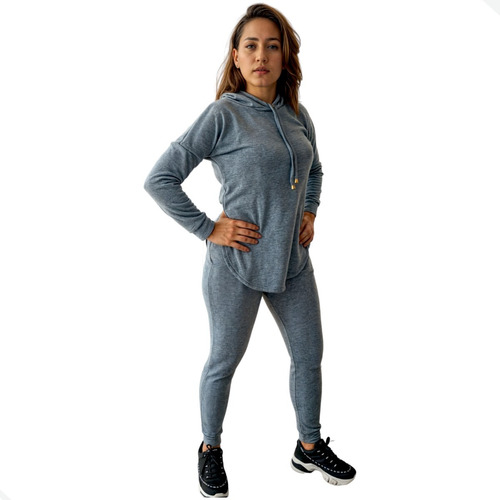 Conjunto C/ Capuz Blusa Calça Frio Feminino Moletinho Invern