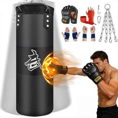 Rowide Kit saco de boxeo profesional costal de box saco de boxeo costales de box de 120cm con guantes color negro | Envío gratis