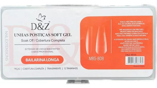 260 Unhas Postiças Soft Gel Bailarina Longa Fosca D&z Nails