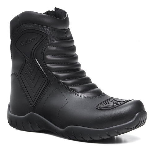 Bota Motociclista Masculina Couro Cano Baixo Zíper Conforto