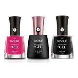 Kit Esmalte Risque Diamond Gel 2 Cores 1 Top Coat Fixador