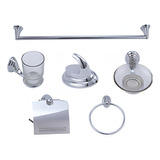 Juego 6 Pzas Meer Accesorios Metal Baño Plateado Cromado