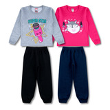 Kit 2 Conjuntos Moletom Infantil Menina Roupa Atacado