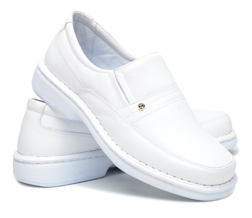 Sapato Branco Masculino  Em Couro Ref 1709 Presidencial.