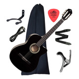 Kit Violão Elétrico Giannini Nf14 Nylon Capa Capo E Suporte