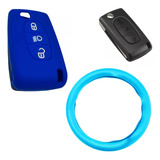 Cubre Volante + Funda Llave Silicona Citroen 3 Botones Navaj