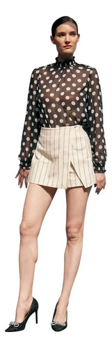 Falda Short De Vestir (formal) Holly Land K065 Blanco Mujer