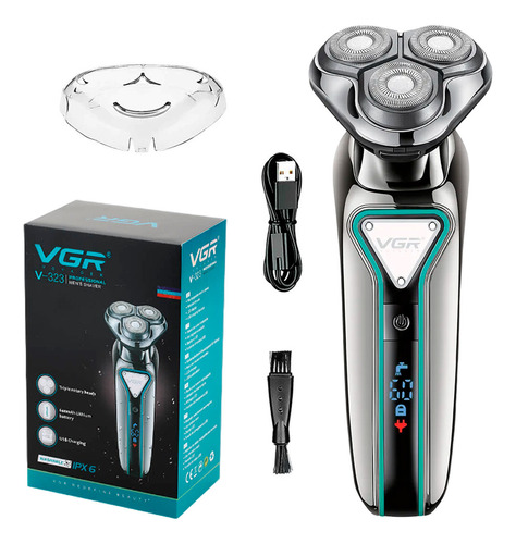 Afeitadora Eléctrica Hombre Shaver Vgr V-323 Recargable Usb Ideal Viaje Color Plata