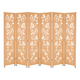 6 Biombo Floral Painel Sanfonado Mdf Divisor Com Rodinha