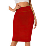 Falda Mujer Elegante Recta Ajustada Larga Rojo + Top Gratis