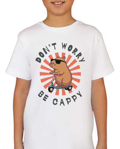 Playera Capibara Niños Bebes Capybara Don't Worry Be Cappy