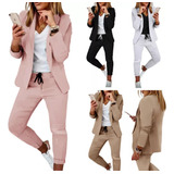 Conjunto De Pantalones Tipo Blazer Entallados Para Mujer