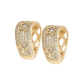 Aretes De Estrellas Huggies De Oro Lam 18k Con Swarovski