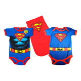 Pañalero Bebe Ropa Dc Comic Superman Musculos Capa Set 2 Pzs